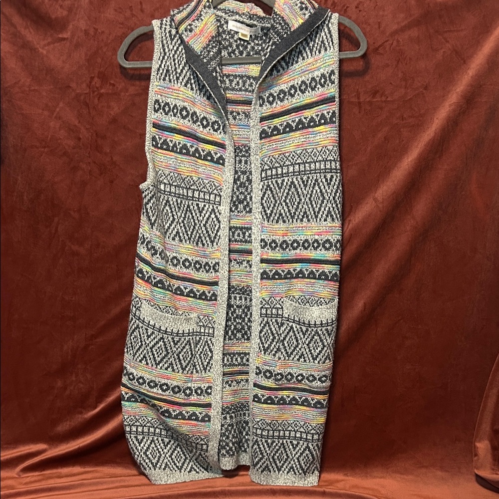 EUC Monteau Colorful Geometric Sweater Vest